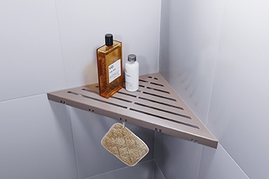 Duschablage mit Haken - Classic (beige) – ABLAGO® Design | Duschablagen